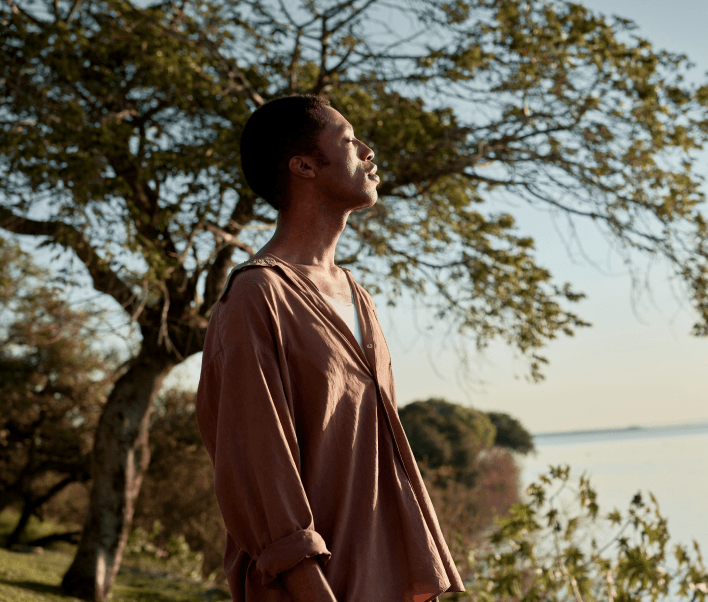 Human enjoying nature by the water