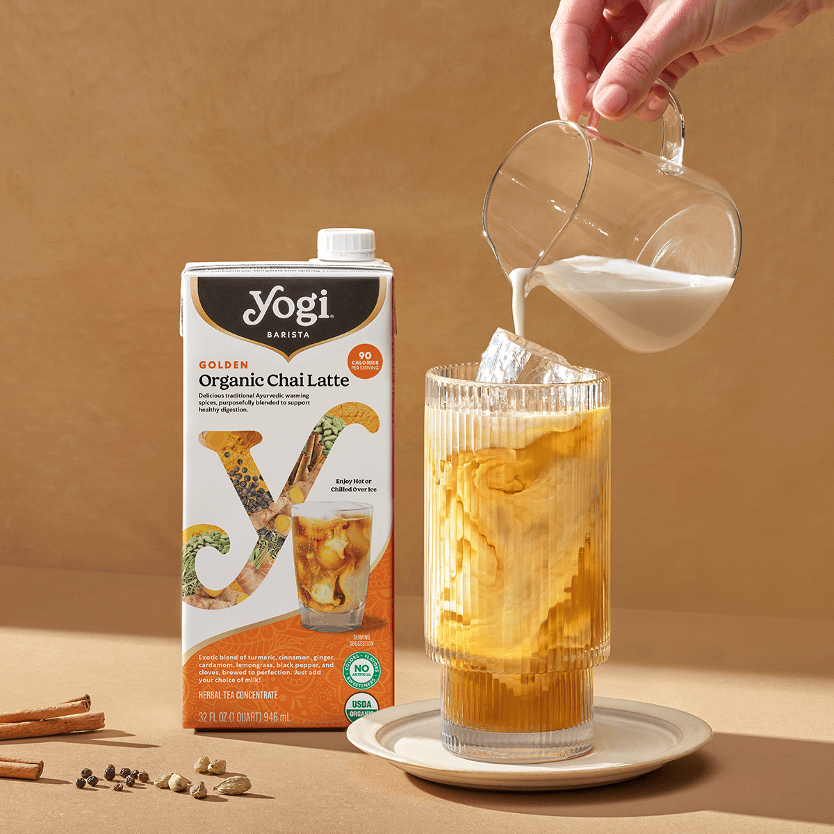 golden chai iced pour